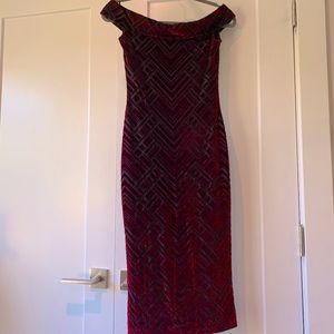 Dress the Population, Maroon "Velvet" Dress, Small